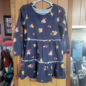 Old Navy Navy Floral Tiered Dress with Long Sleeves
